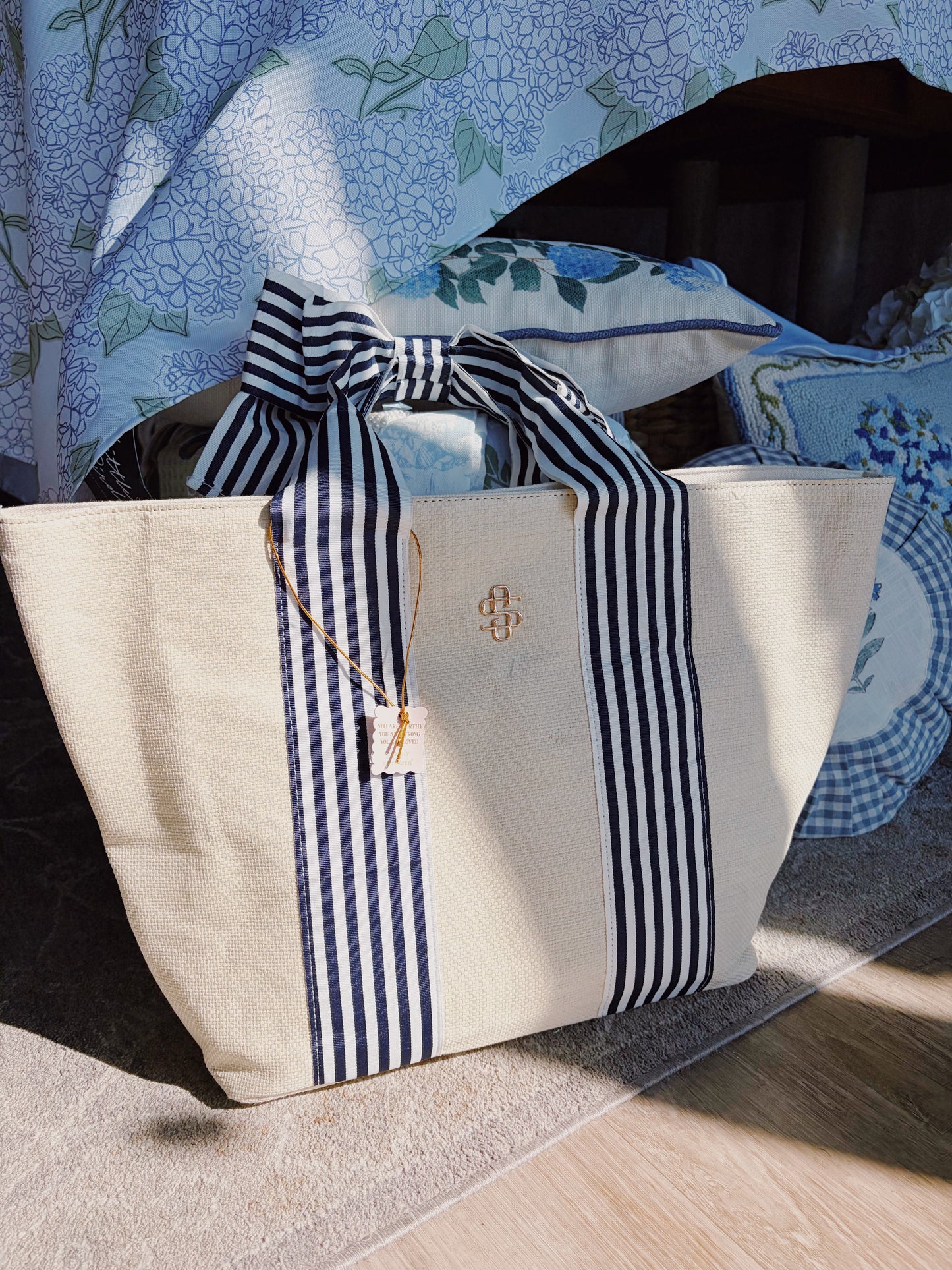 Navy Striped tote bag