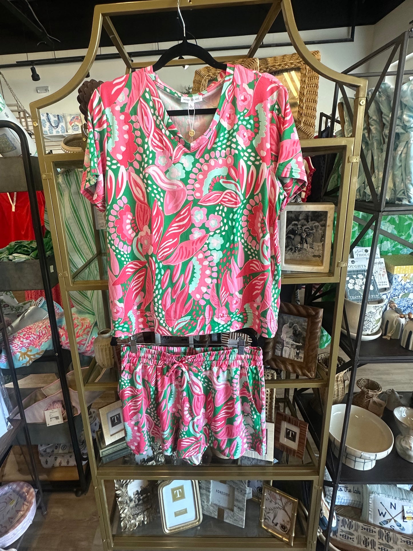 Mary square pink and green pajamas!