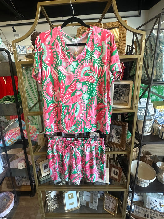 Mary square pink and green pajamas!