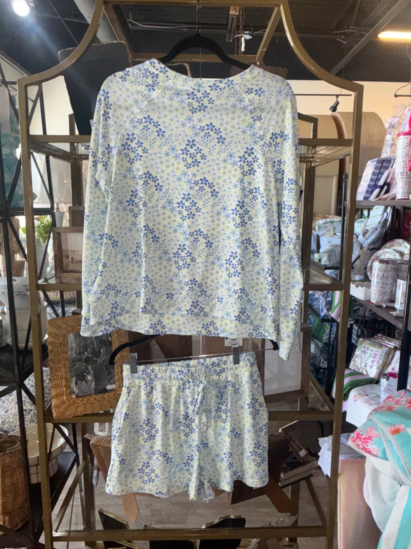 Mary Square Blue floral Pajamas