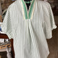 Umgee Green and White Striped Top