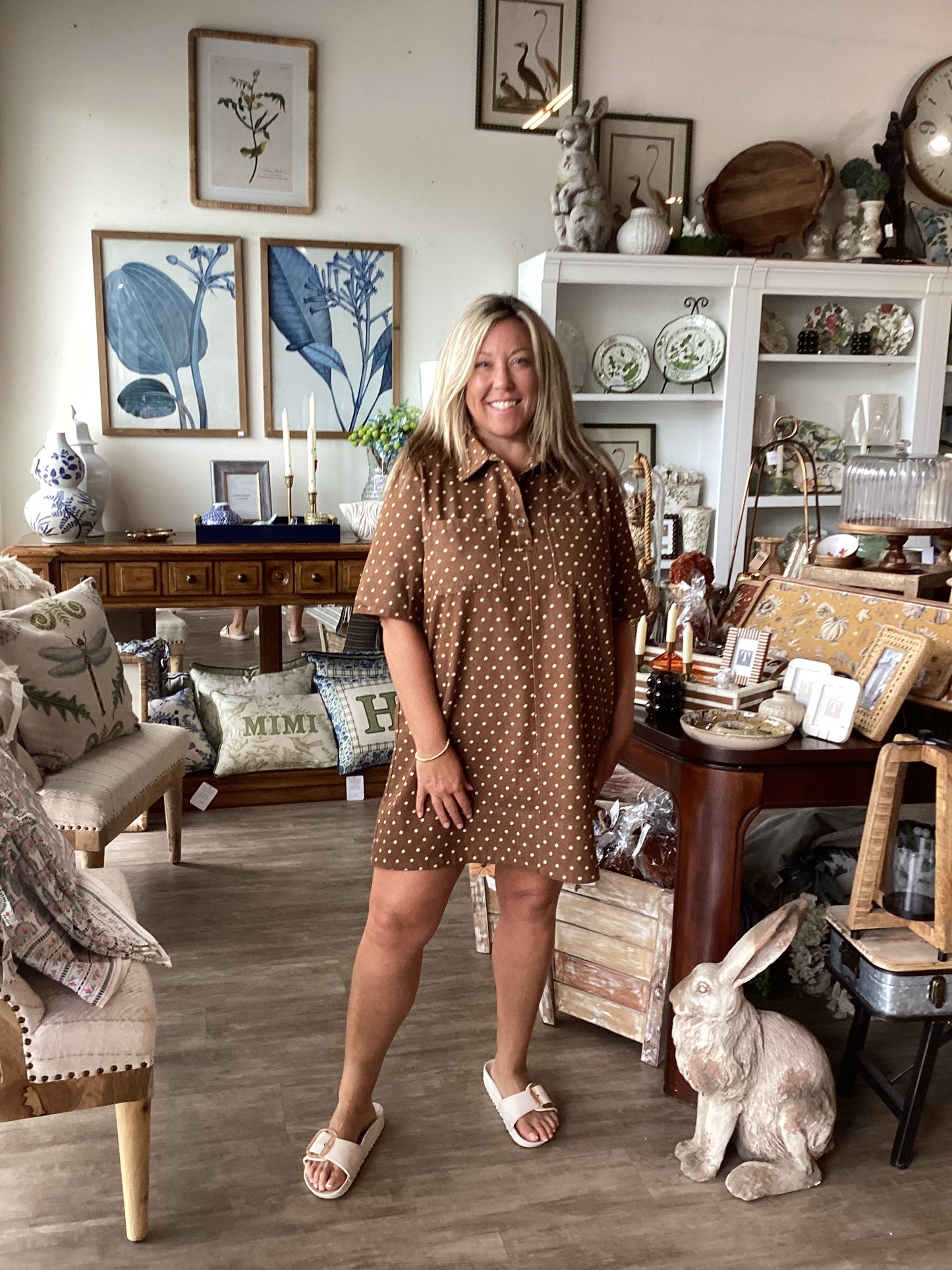 Brown polka dot dress