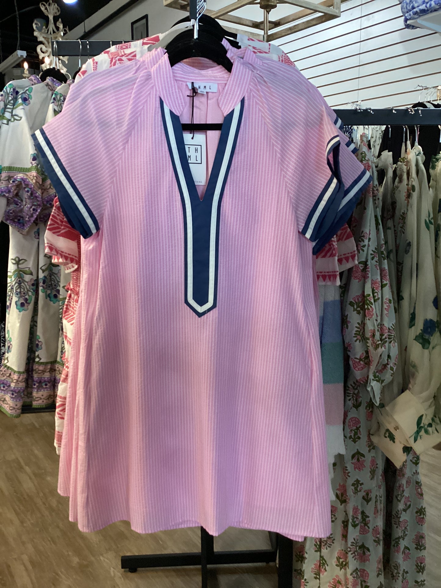 Pink and Navy Striped THML Dress