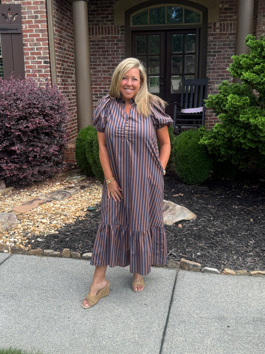 Brown/ Navy Striped Fall