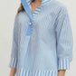 Blue And White Striped Pearl Shirt