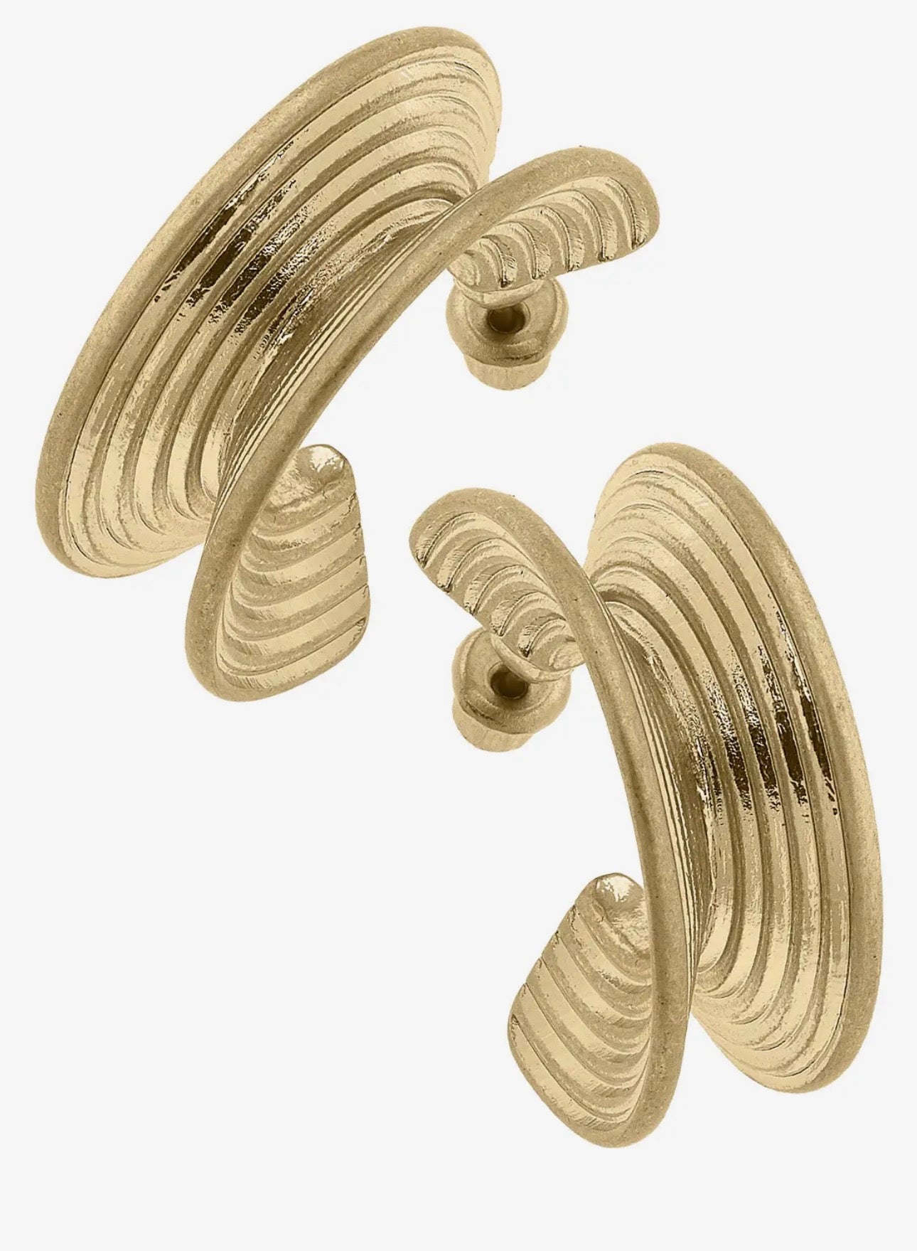 Fluted Metal Hoop Earrings
