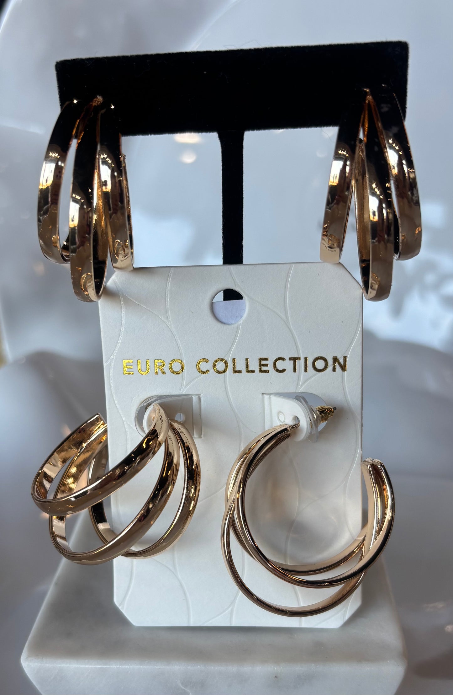 Three Hoop Gold Earrings