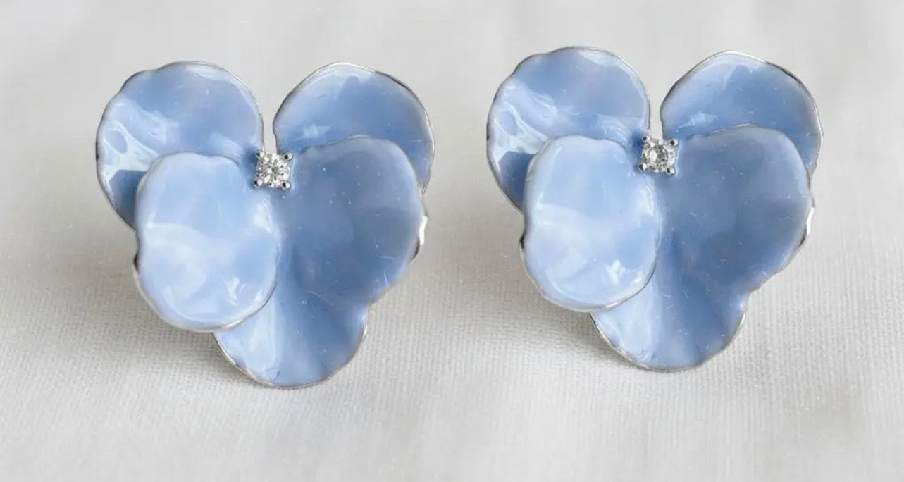 Blue Floral Drop Earrings