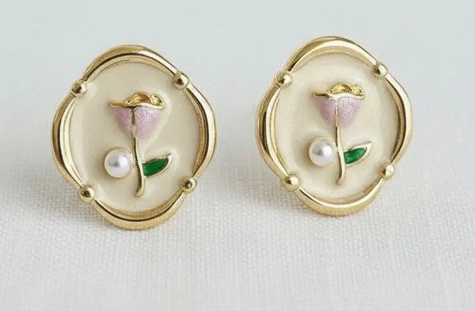 Artistic Floral Oil Painting Earrings