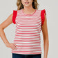 Sleeveless Red And White Striped