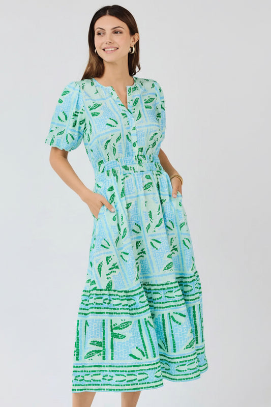 Trellis Blue Green Dress