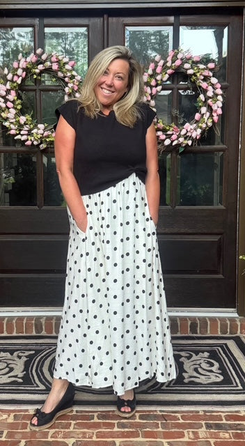 2 piece dress black  polka dot