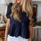 Navy Eyelet Top
