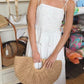 white eyelet outfit top and skirt
